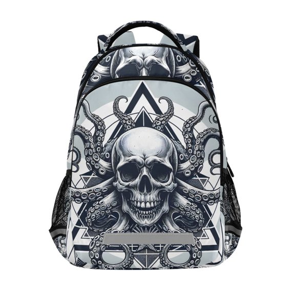 ALAZA Skull with Octopus Backpack Elementary School Bag Bookbag Travel Rucksack