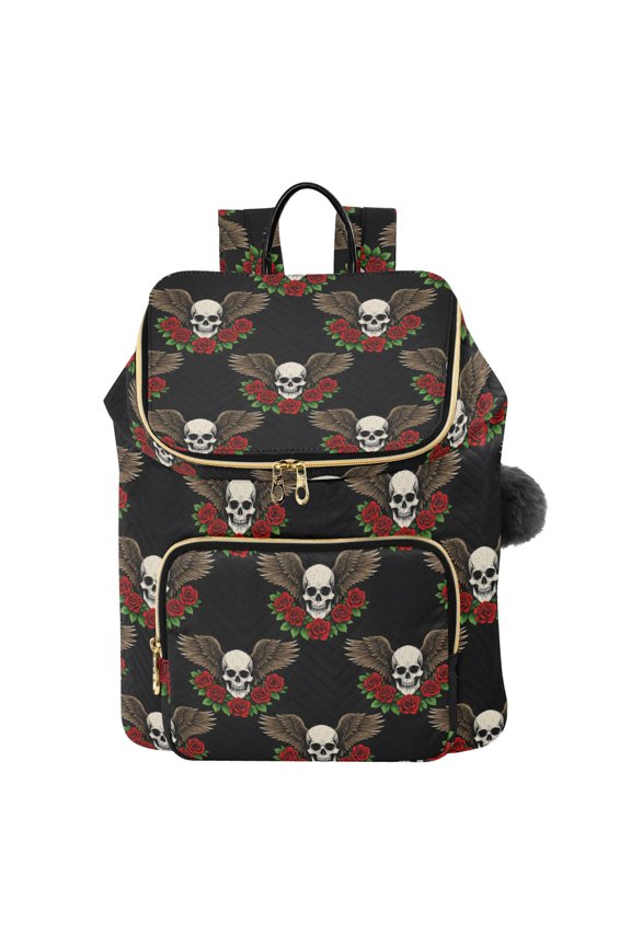 Skull with Wing Travel Backpack Laptop Bag Large Capacity Daypack