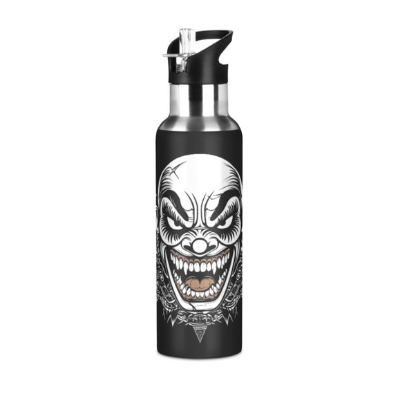 ALAZA Skull with Wings Water Bottle Insulated Flask Stainless Steel Straw Lid 20 oz