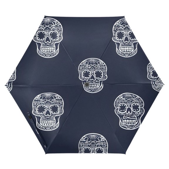 ALAZA Skulls Pattern UPF 50+ Compact Folding Umbrella for Rain Travel Umbrella Packable