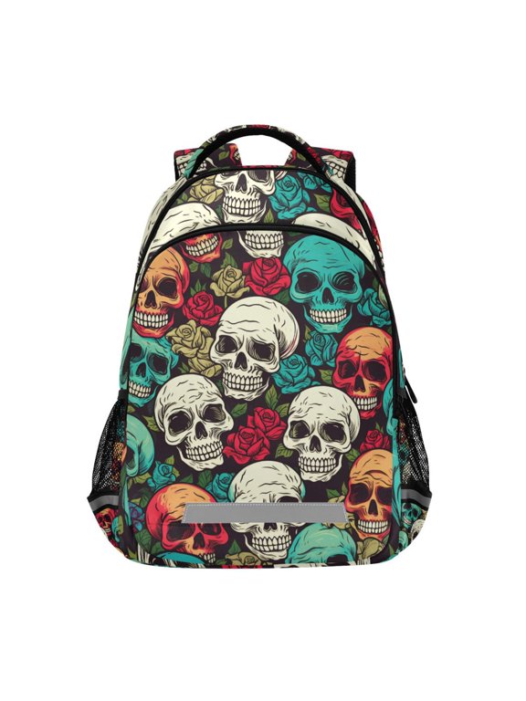 Skulls Skeleton Backpack Elementary School Bag Bookbag Travel Rucksack