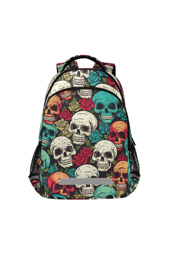 Skulls Skeleton Backpack Elementary School Bag Bookbag Travel Rucksack