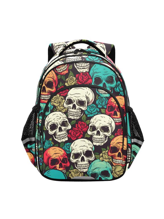 Skulls Skeleton School Backpack Elementary Bag Bookbag Travel Rucksack
