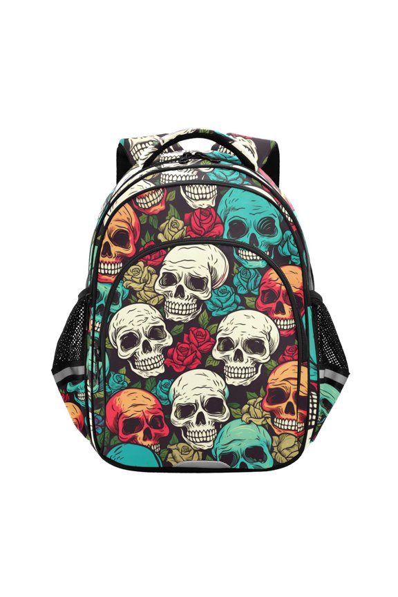Skulls Skeleton School Backpack Elementary Bag Bookbag Travel Rucksack