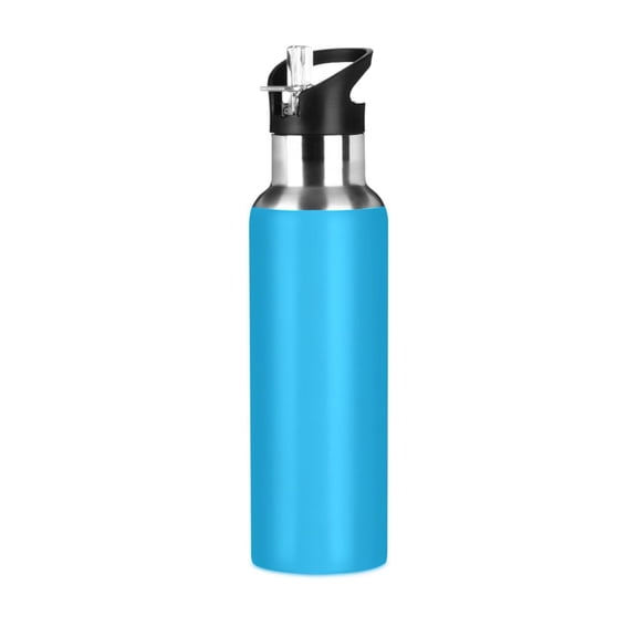 ALAZA Sky Blue Water Bottle Insulated Flask Stainless Steel Straw Lid 20 oz