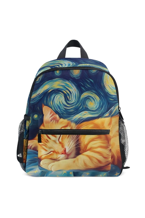 Sleeping Cat Pattern School Backpack Student Bookbag Mini Bag