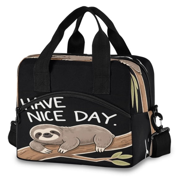 ALAZA Sloth Cute Insulated Lunch Box Large Reusable Cooler Bag with Shoulder Strap