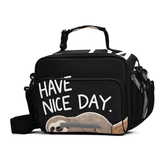 ALAZA Sloth Cute Lunch Box Insulated Cooler Bag Reusable Tote Bags Shoulder Strap