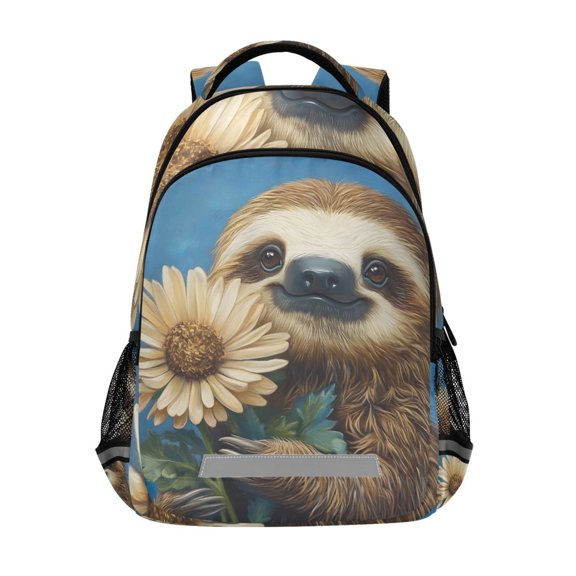 ALAZA Sloth Sunflower Backpack Elementary School Bag Bookbag Travel Rucksack