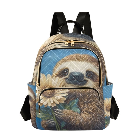 ALAZA Sloth Sunflower Womens Travel Laptop Backpack Large Daypack Ladies Shoulder Bags M