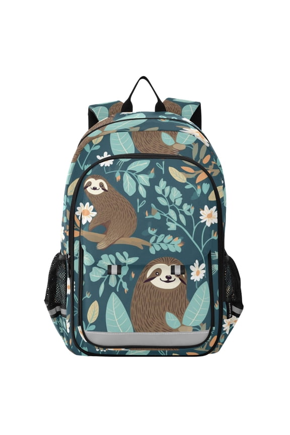 Sloth and Daisy Floral Laptop Backpack Purse Travel Bag Casual School Bookbag Rucksack for Women Men