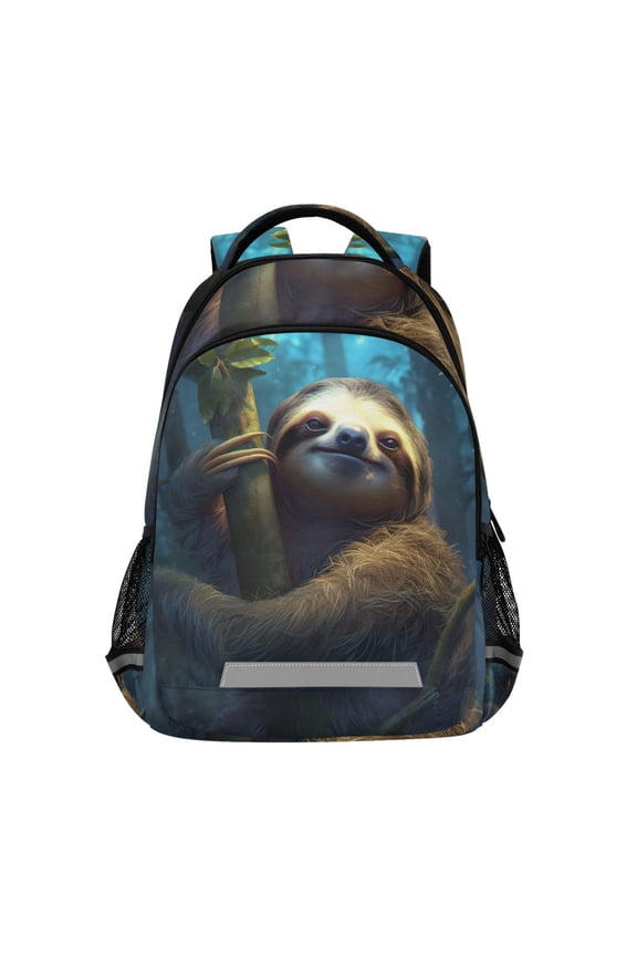 Sloth on Tree Backpack Elementary School Bag Bookbag Travel Rucksack