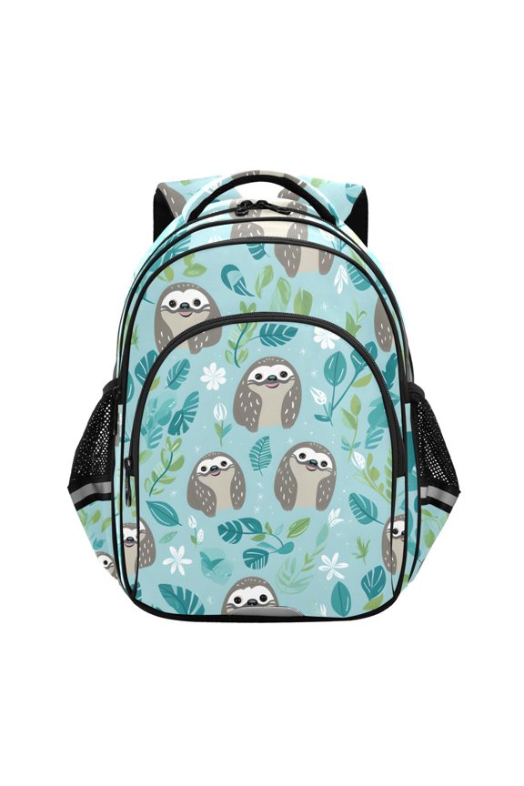 Sloth with Leaves School Backpack Elementary Bag Bookbag Travel Rucksack