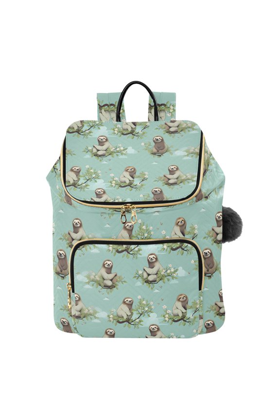 Sloth with Leaves Travel Backpack Laptop Bag Large Capacity Daypack