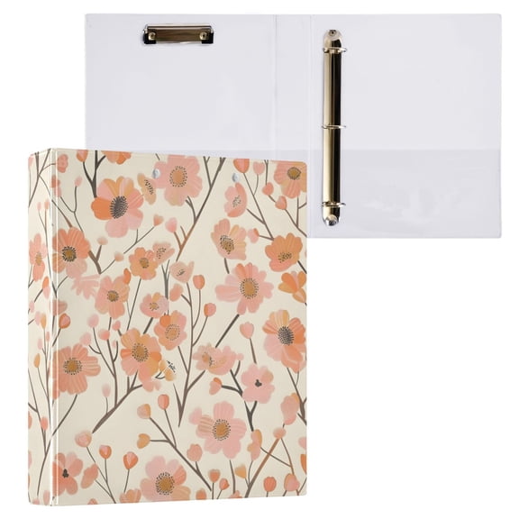 ALAZA Small Floral Hardcover 3 Ring Binder 1.5" Round Rings Interior Pockets Binders Organizer 1 Pack