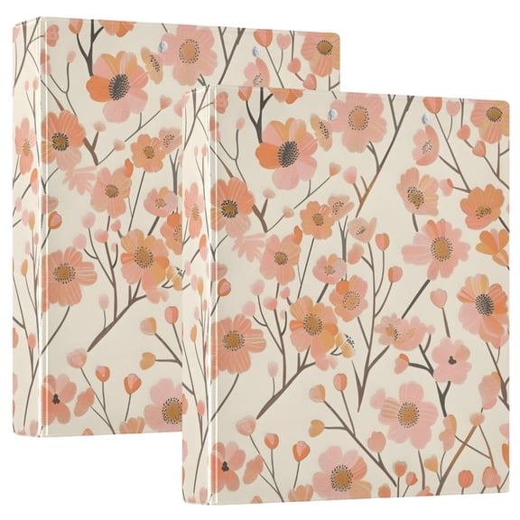 ALAZA Small Floral Hardcover 3 Ring Binder 1.5" Round Rings Interior Pockets Binders Organizer 2 Pack