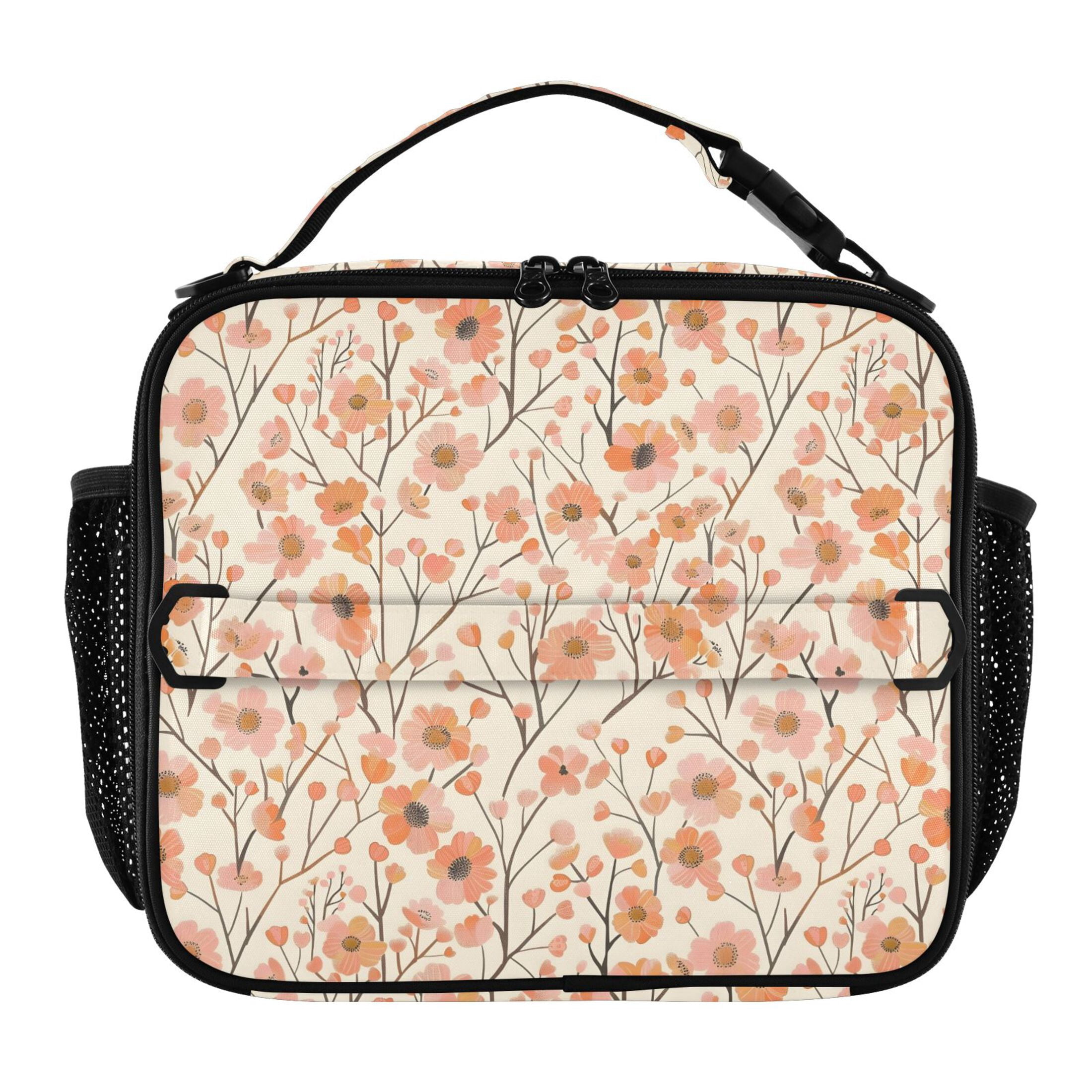 ALAZA Small Floral Lunch Box Insulated Lunch Bag Cooler Tote with Shoulder Strap