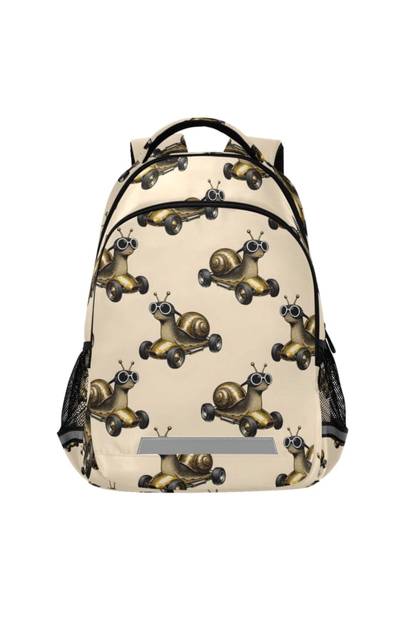 Snails Racer Pattern Backpack Elementary School Bags Student Bookbag Travel Rucksack