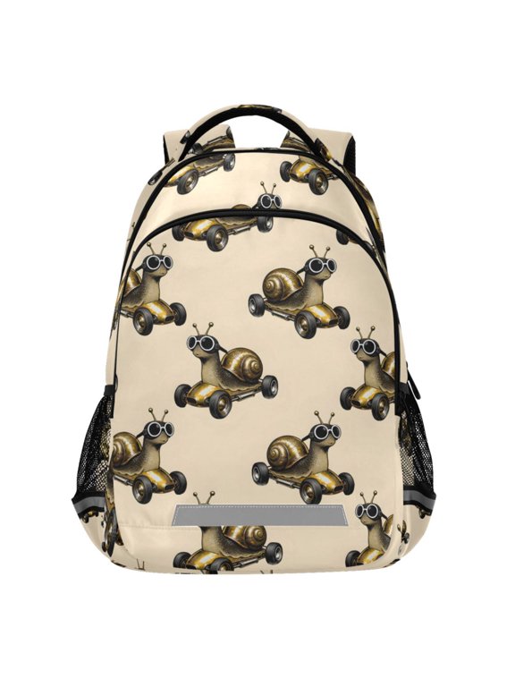 Snails Racer Pattern Backpack Elementary School Bags Student Bookbag Travel Rucksack