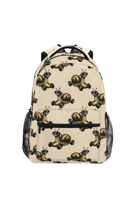 Snails Racer Pattern School Backpack Elementary Bookbag Laptop Bags Travel Daypack