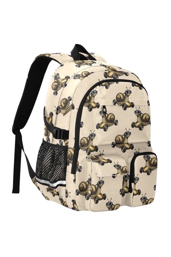 Snails Racer Print Student Backpack School Bookbag Large Laptop Daypack Travel Bag