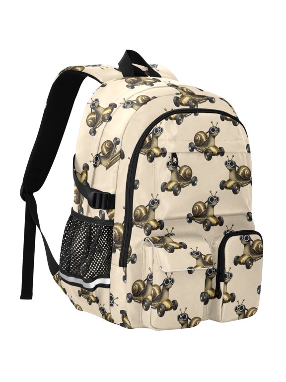 Snails Racer Print Student Backpack School Bookbag Large Laptop Daypack Travel Bag