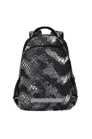 Edgy- Cool  Black and Snake Print Women\'s Backpack NWT MCM GRAY PYTHON SNAKE BLACK DIAMOND PRINT MONOGRAM  main image 4