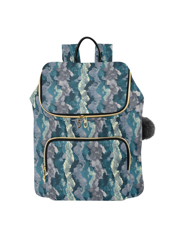 Snake Pattern Blue Travel Backpack Laptop Bag Large Capacity Daypack
