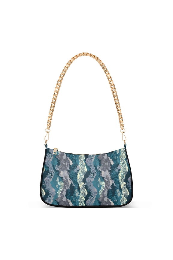 Snake Pattern Blue Women's Chain Shoulder Bag Hobo Handbag Tote Crossbody Purse