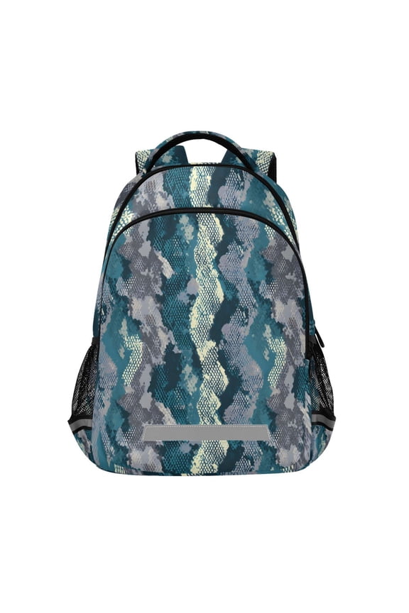 Snake Skin Blue Backpack Elementary School Bag Bookbag Travel Rucksack