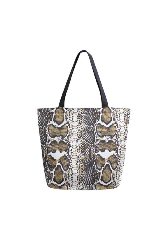 Snake Skin Large Shoulder Tote Bag Canvas Handbag for Outdoor Beach