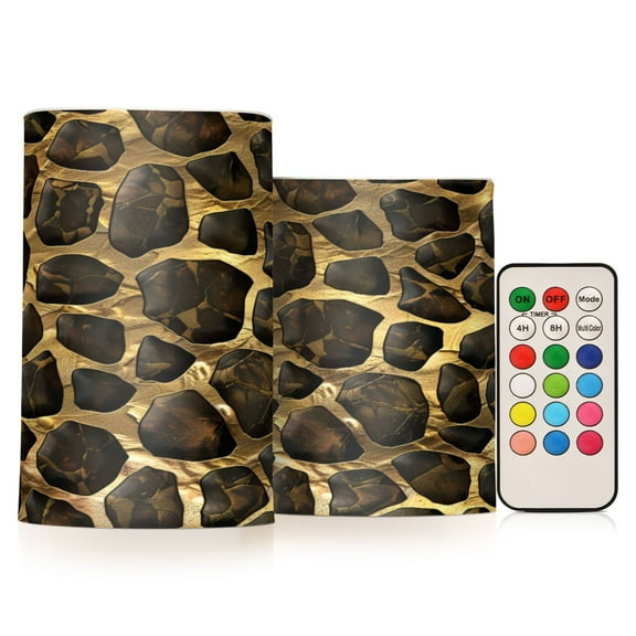 ALAZA Snakes Print 2 PCs LED Flickering Flameless Candles with Remote Timer Battery Operated Candle