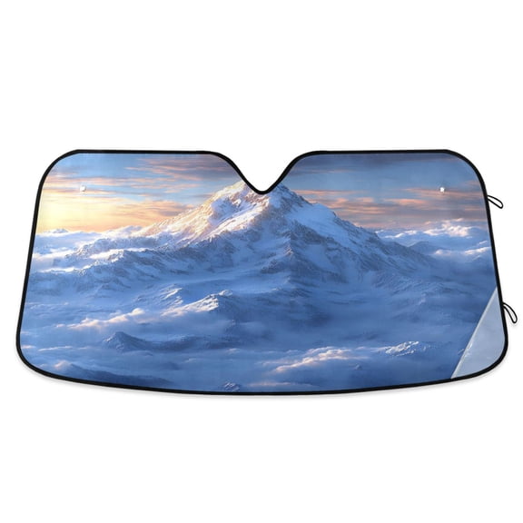 ALAZA Snow on Moutain Windshield Sun Shade Car Foldable Sun Visor Block UV Rays Protector 53"x23.5"