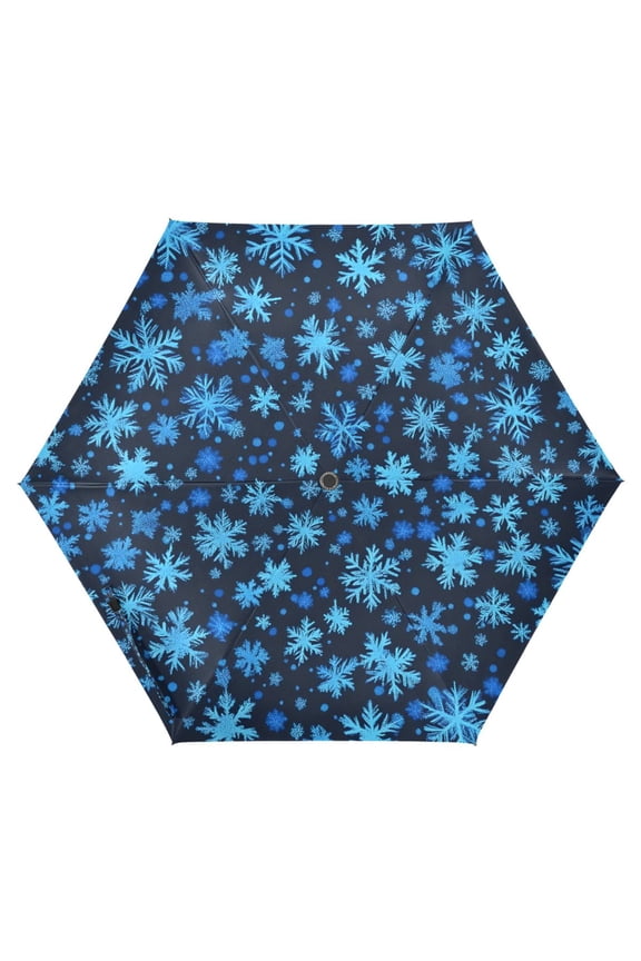 Snowflakes UPF 50+ Compact Folding Umbrella for Rain Travel Umbrella Packable