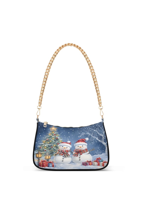 Snowmen Christmas Gift Women's Chain Shoulder Bag Hobo Handbag Tote Crossbody Purse