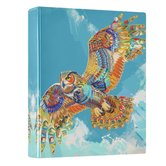 ALAZA Soaring Owl Rainbow Color 3 Ring Binder 1.5 Inch Three Ring Office Binders w/ clipboard & 3 pockets, Hold 200 Sheets, 1 pc