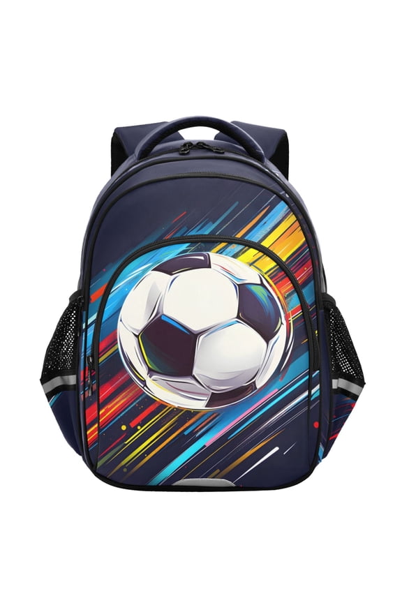 Soccer Ball Art School Backpack Elementary Bag Student Bookbag Travel Rucksack