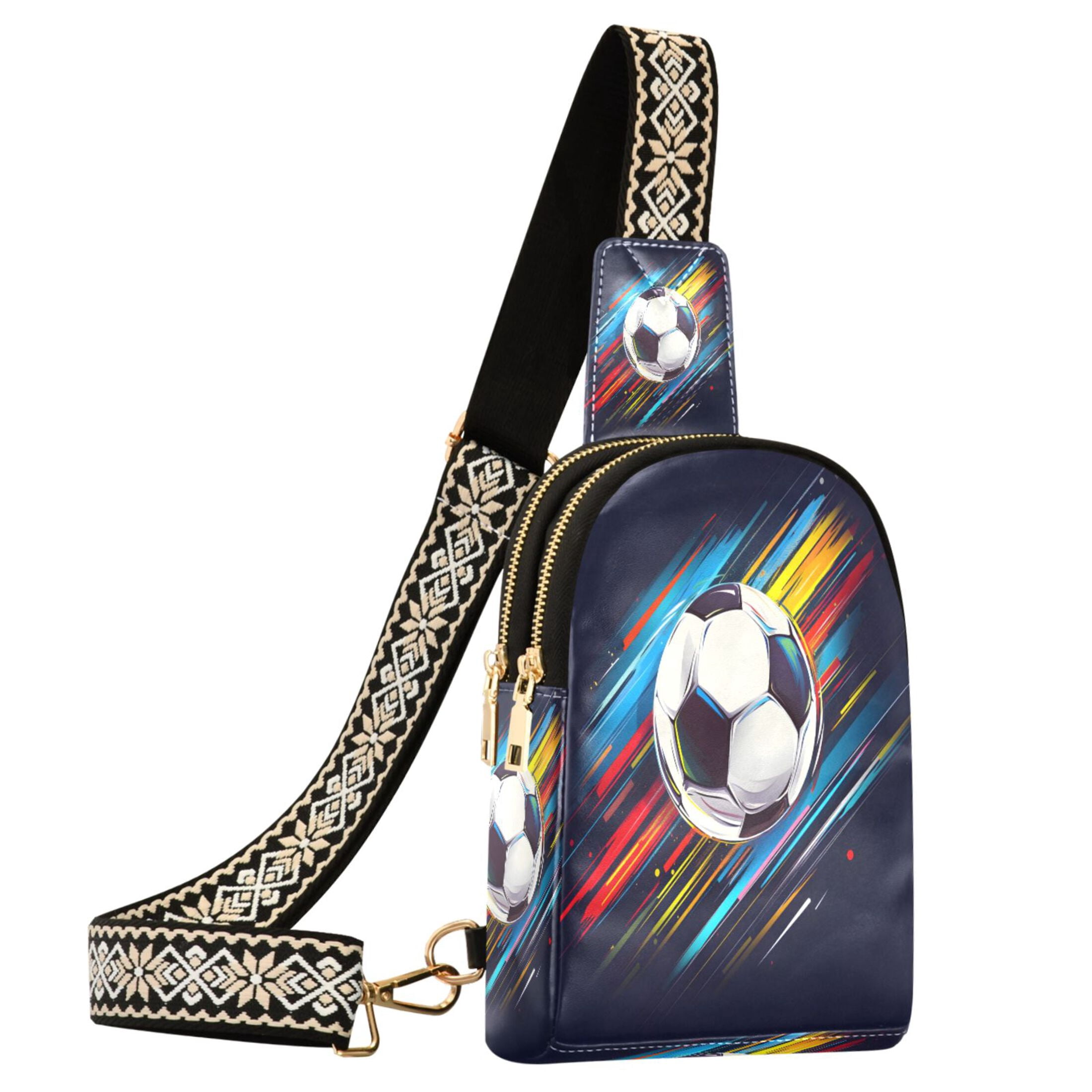 ALAZA Soccer Ball Art Sling Bag for Women Men Waterproof Crossbody Chest Bags