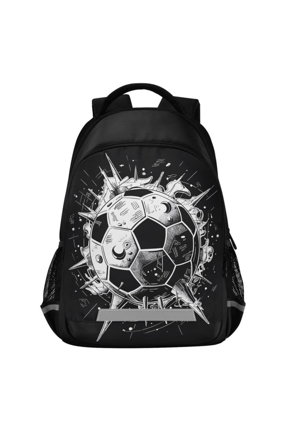 Soccer Ball Black Pattern Backpack Elementary School Bags Student Bookbag Travel Rucksack
