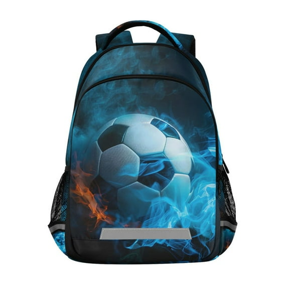 ALAZA Soccer Ball with Fire Backpack Elementary School Bag Bookbag Travel Rucksack