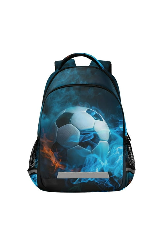 Soccer Ball with Fire Backpack Elementary School Bag Bookbag Travel Rucksack