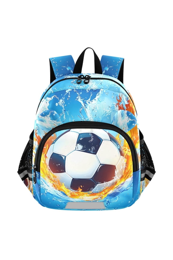 Soccer Ball with Flame Mini Backpack School Bookbag Age 3-7 Small