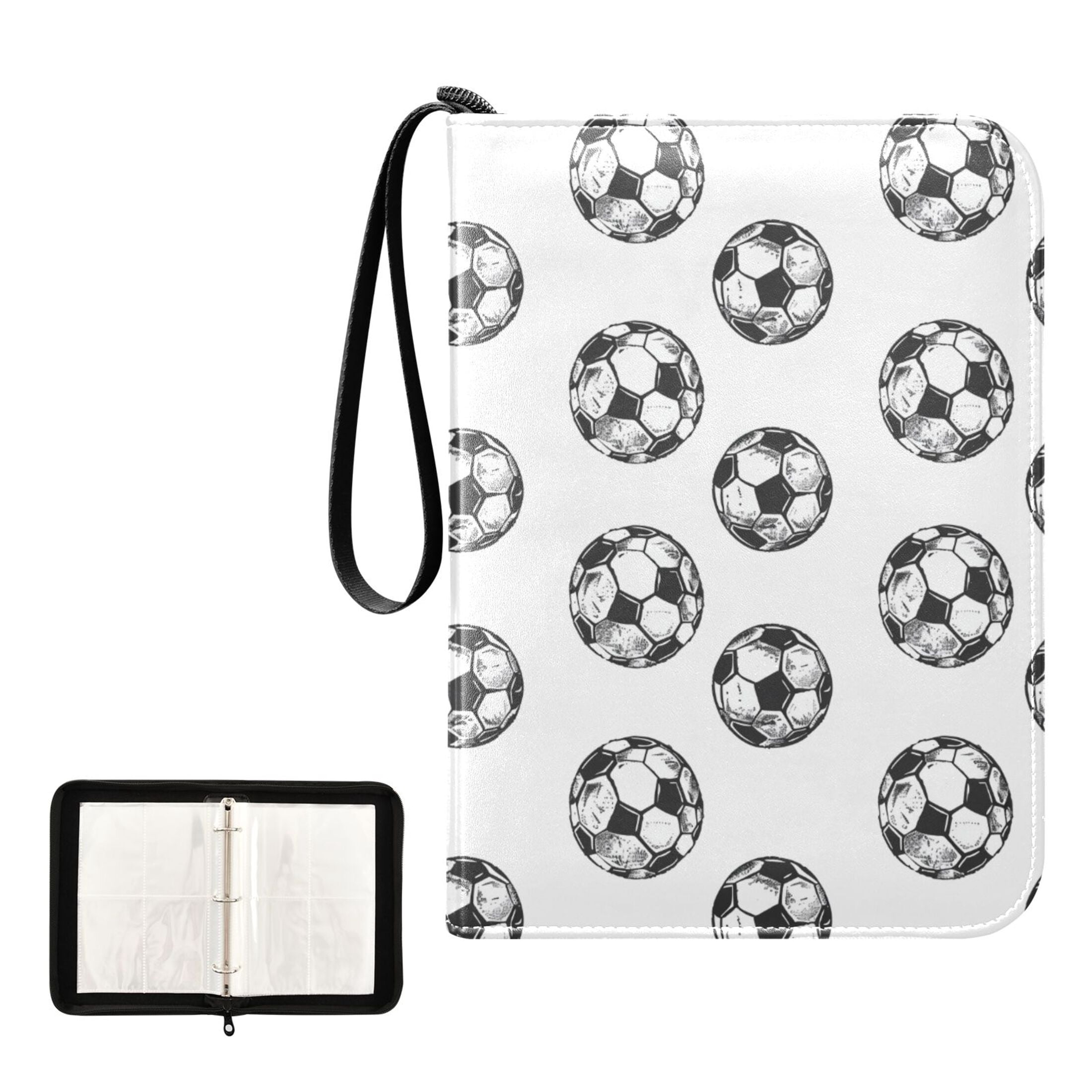 ALAZA Soccer Balls Football Pattern Trading Card Binder 4 Pocket Cards Collection Album 400 Folder Holder