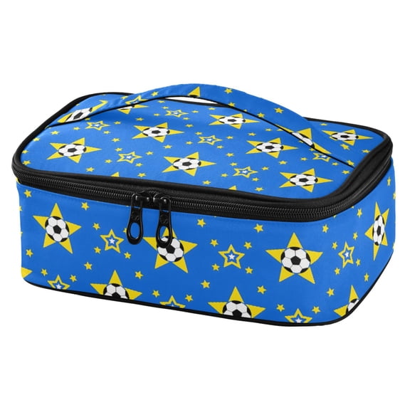 ALAZA Soccer Football Stars Lunch Box Insulated Cooler Tote Bag Reusable School Picnic Travel Office