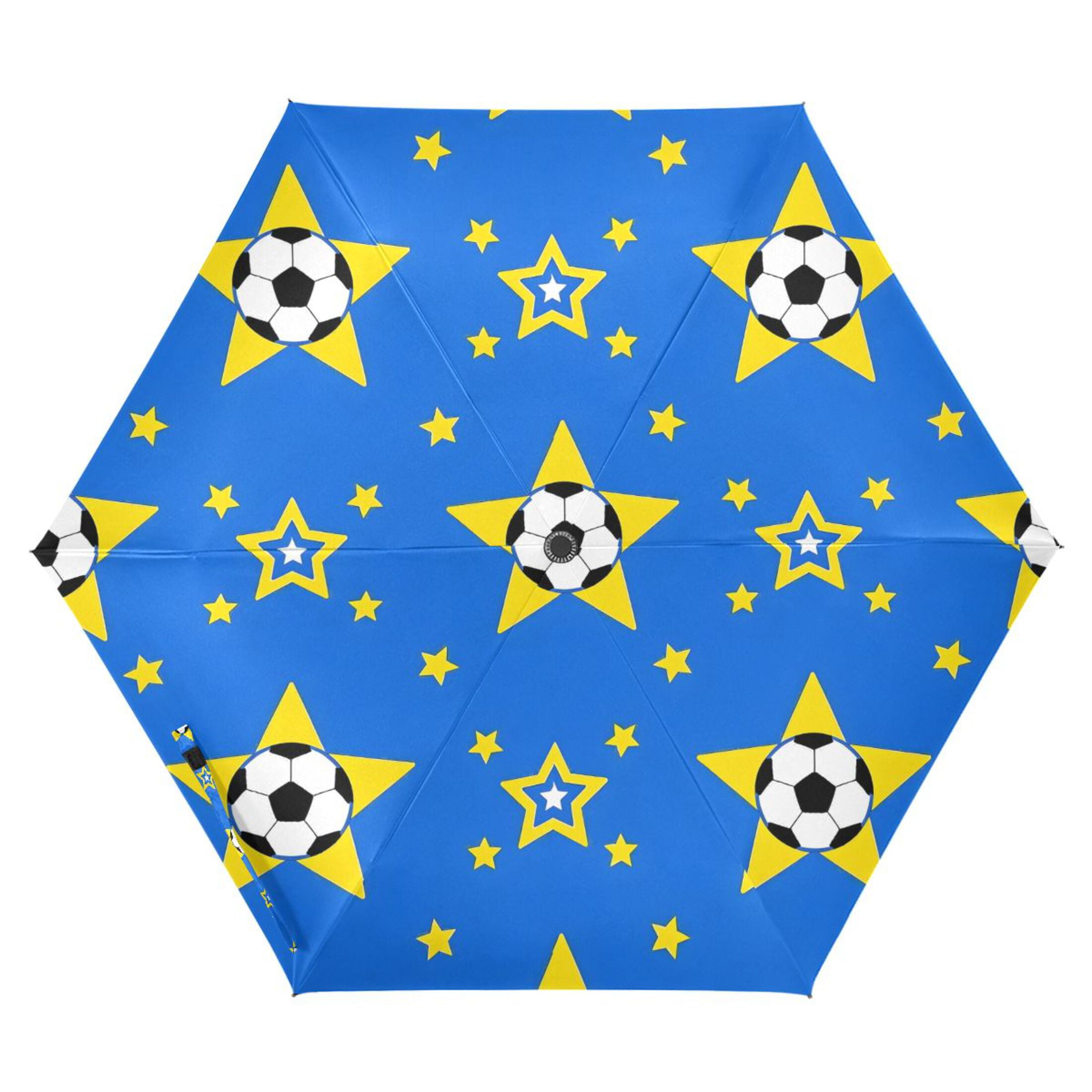 ALAZA Soccer Football Stars UPF 50+ Compact Folding Umbrella for Rain Travel Umbrella Packable