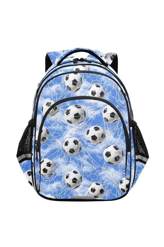 Soccer Sky with Net School Backpack Elementary Bag Student Bookbag Travel Rucksack