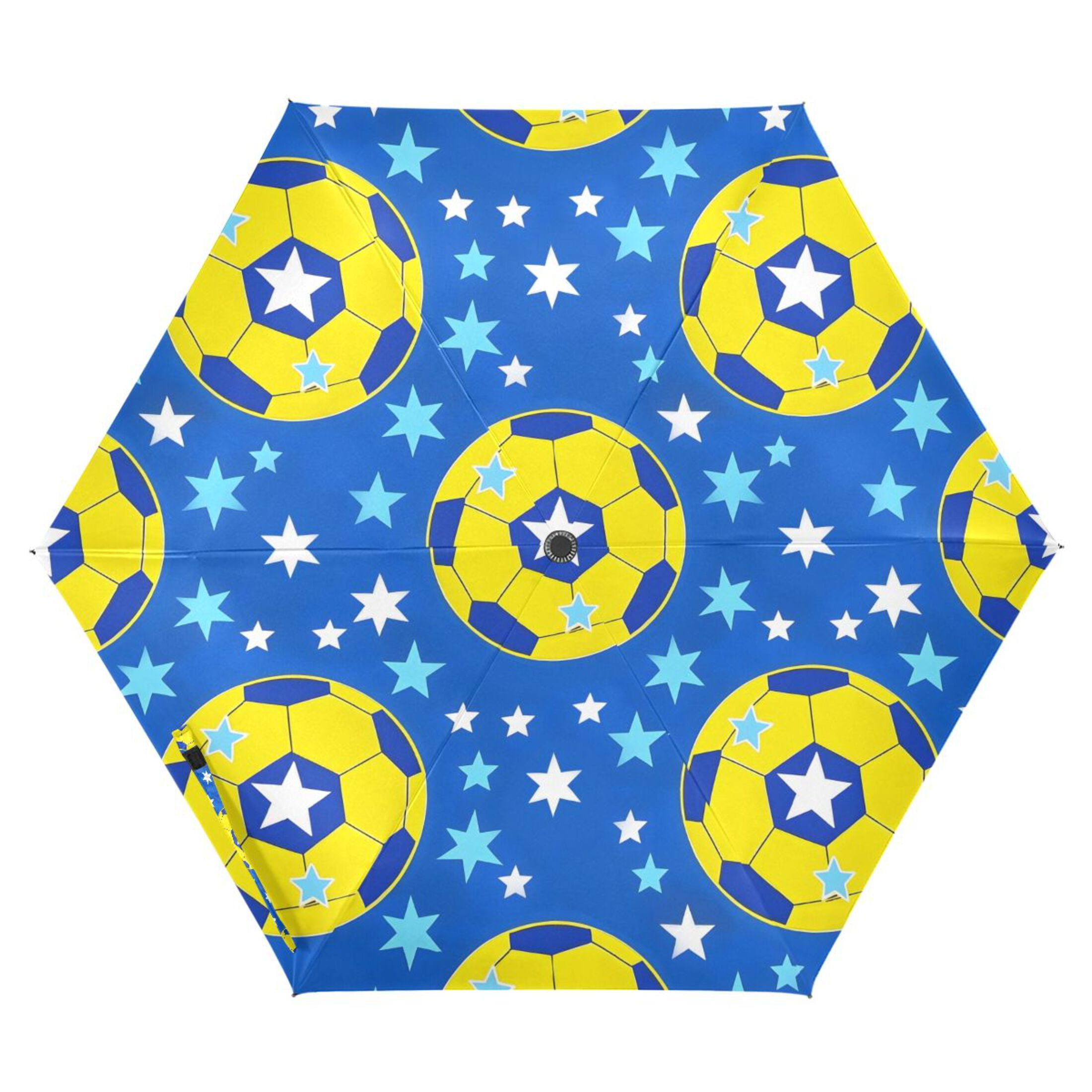 ALAZA Soccer Star Footballs UPF 50+ Compact Folding Umbrella for Rain Travel Umbrella Packable