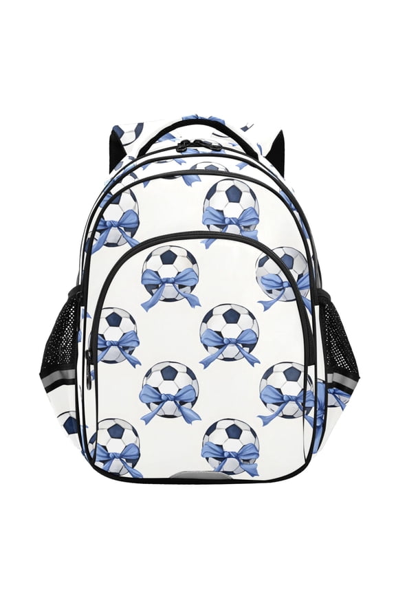 Soccer with Bows School Backpack Elementary Bag Student Bookbag Travel Rucksack