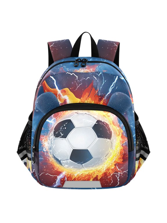 Soccer with Fire Lightning Mini Backpack School Bookbag Age 3-7 Small
