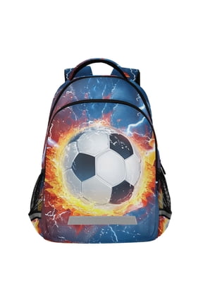 Soccer with Fire Lightning Pattern Backpack Elementary School Bags Student Bookbag Travel Rucksack